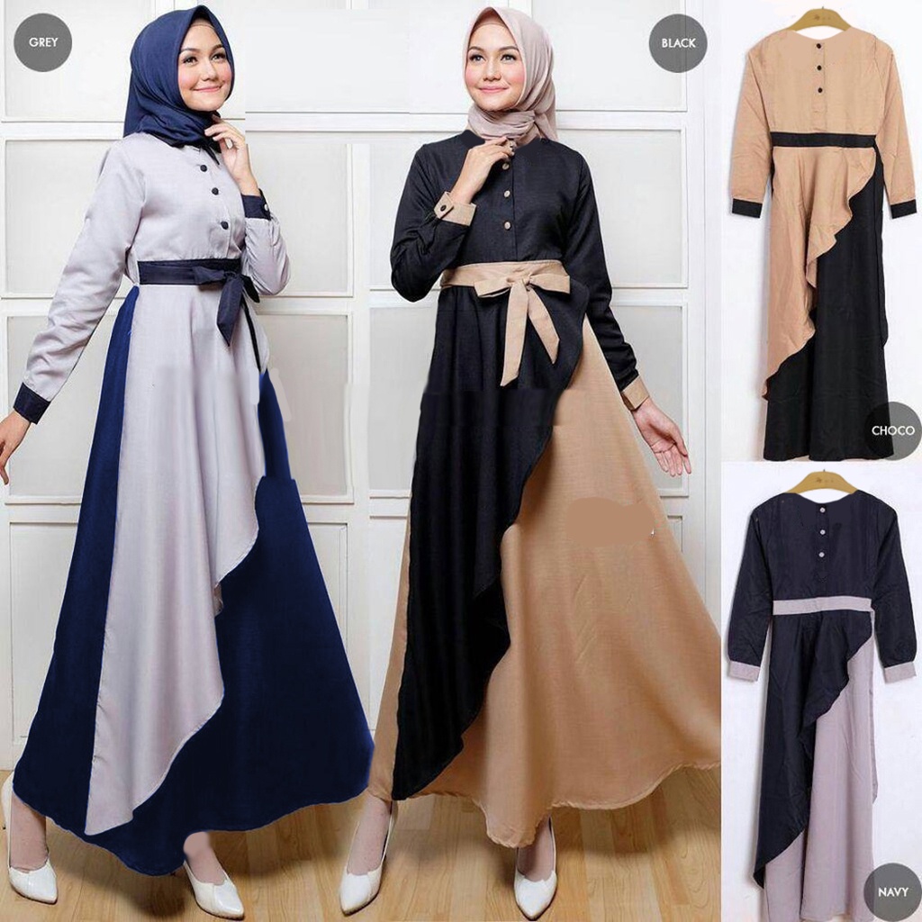 [ Promo Flash Sale ] Yusra Dress All Size M L XL | Dress Muslim | Muslim Casual Dress | Wollycrepe HQ