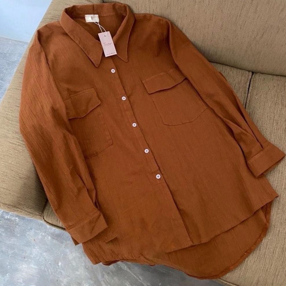 TERPERCAYA RENATA TOP / KEMEJA CRINKLE KANTONG / BLOUSE JUMBO ATASAN WANITA
