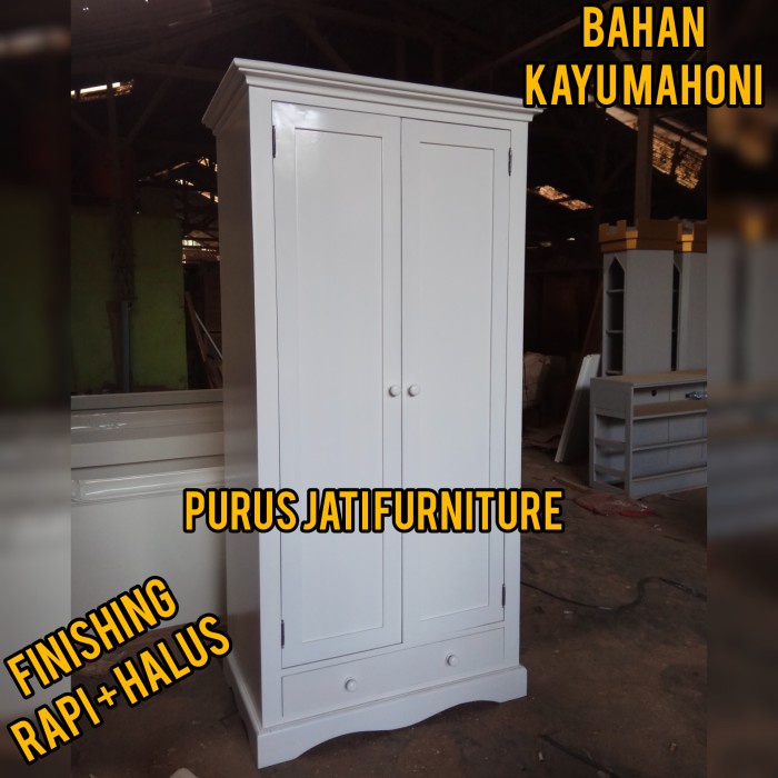 PJ1 Almari Pakaian Anak Minimalis 2 Pintu Warna Putih Cat Duco Harga Murah