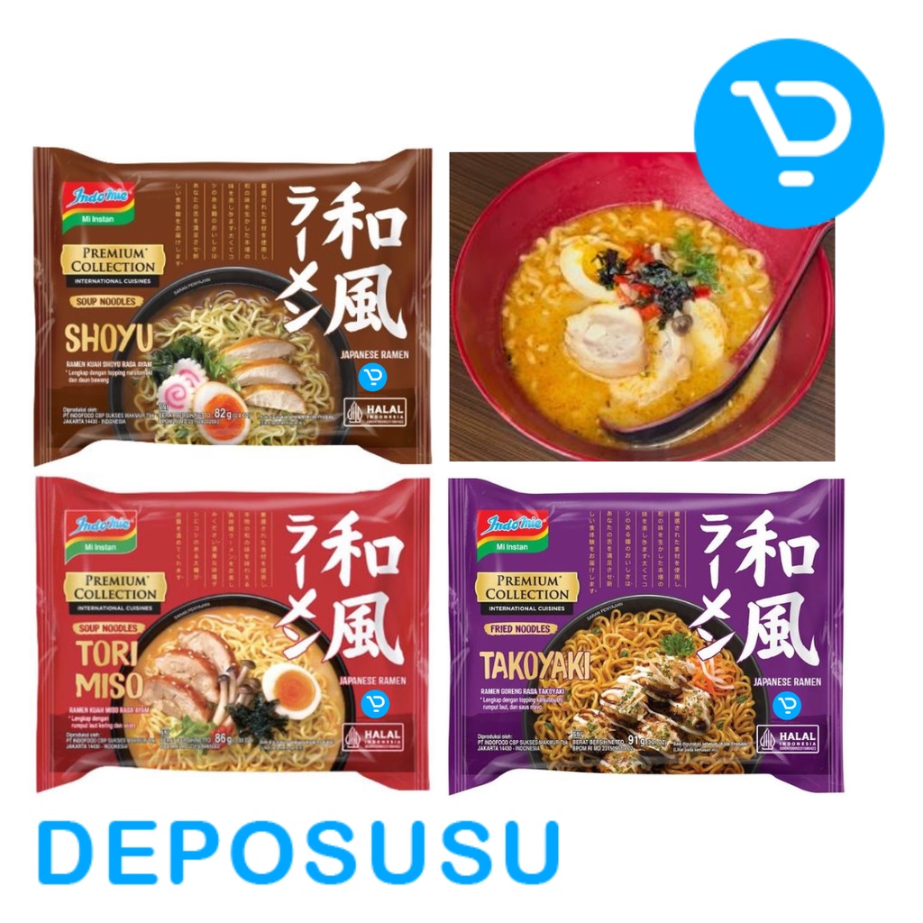 

5pcs - INDOMIE Premium Collection JAPANESE : Takoyaki Shoyu Ramen Tori Miso