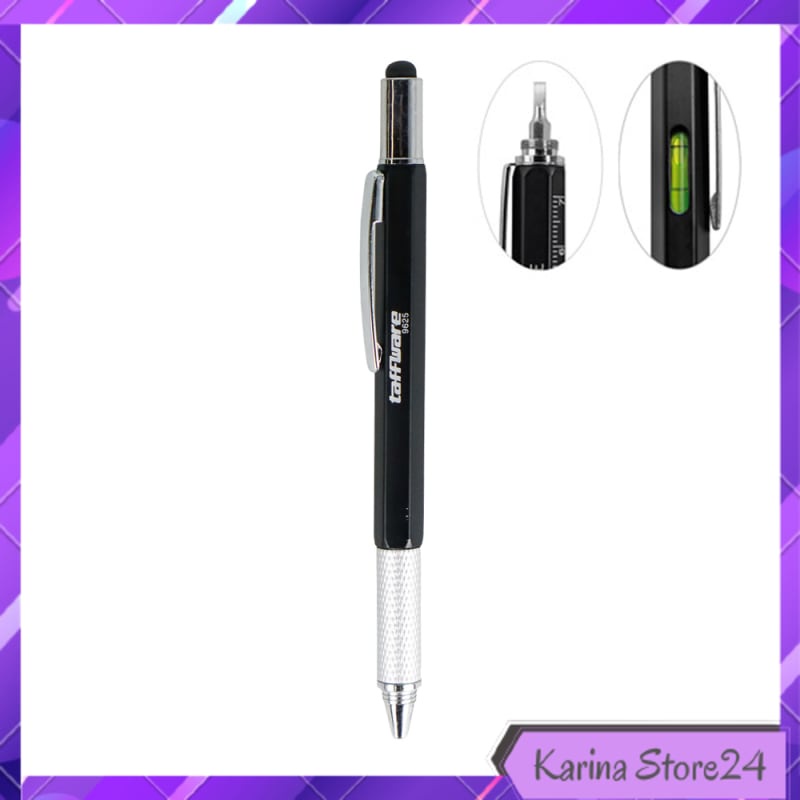 

PENA MULTIFUNGSI PLASTIK STYLUS + PENGGARIS + LEVEL + OBENG - 9625