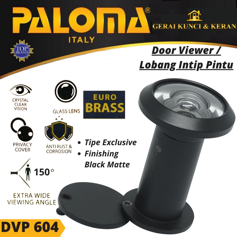 LUBANG PINTU INTIP DOOR VIEWER PALOMA DVP 604 EXCLUSIVE 150 DERAJAT HITAM BLACK MATTE