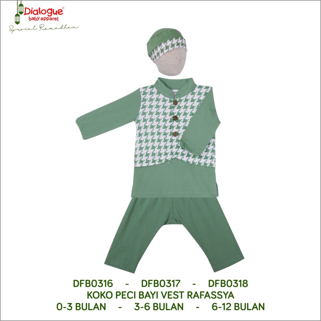 Dialogue Baby Baju Koko Peci Bayi Vest Set Raffasya - Baju Koko Bayi 0-12 Bulan DFB0316 DFB0317 DFB0318