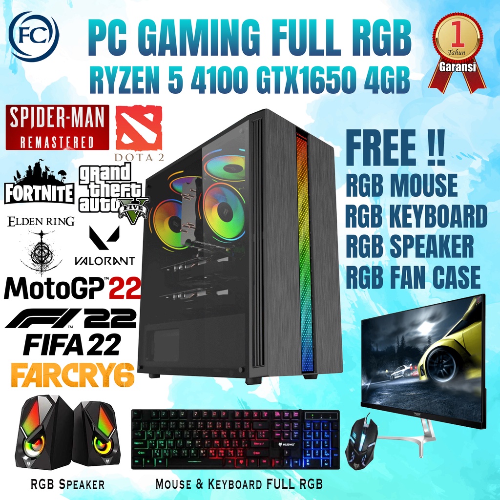 PC GAMING &amp; DESIGN RYZEN 3 4100 16GB GTX 1650 4GB NVIDIA LIVESTREAMING