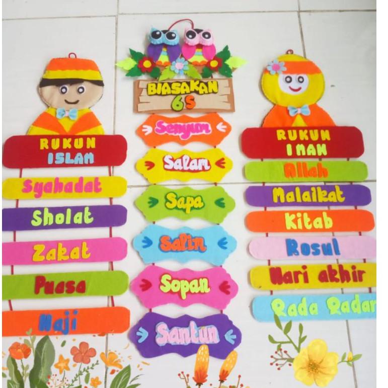 ⇝ DEKORASI DINDING/HIASAN GANTUNG/RUKUN IMAN/RUKUN ISLAM/HISAN DINDING/HIASAN SEKOLAH/PRAKARYA ₱