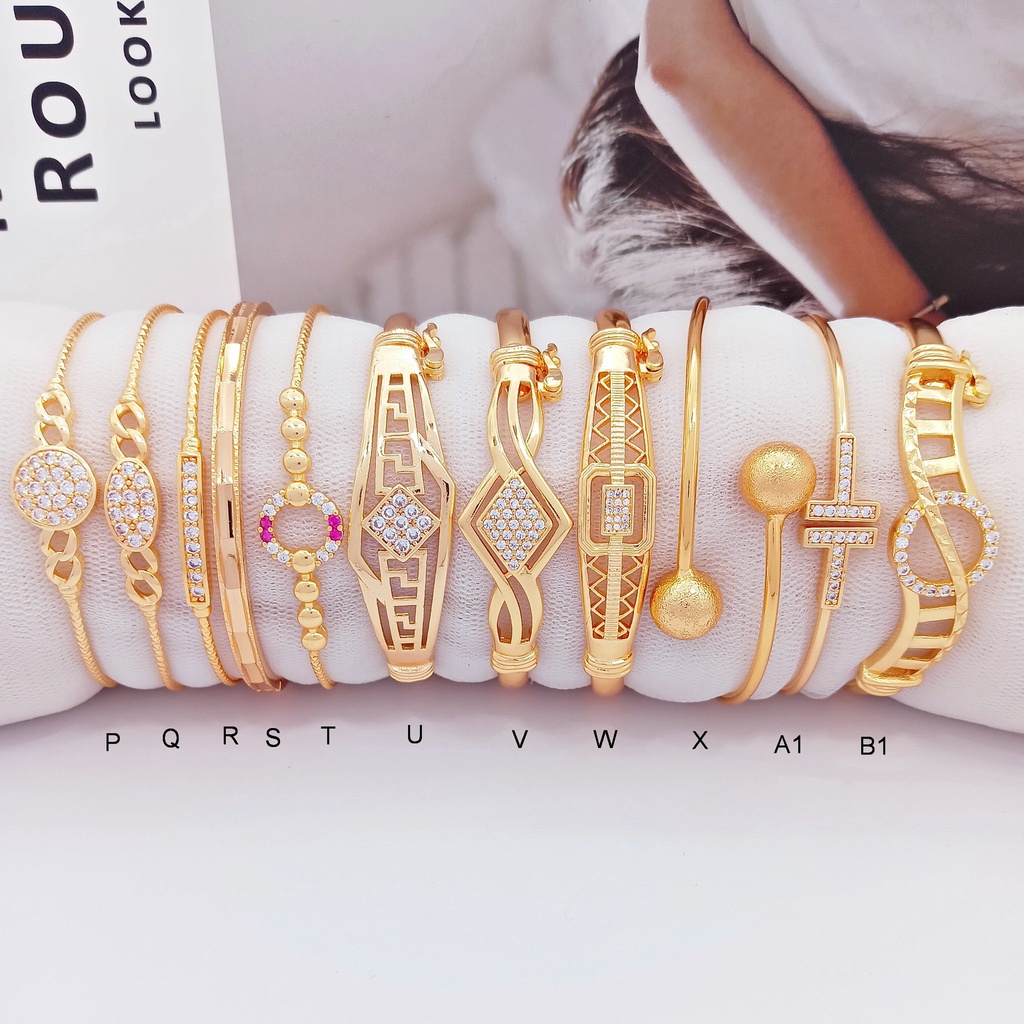 Gelang Bangle Wanita Permata Yaxiya Lapis Emas - BB376