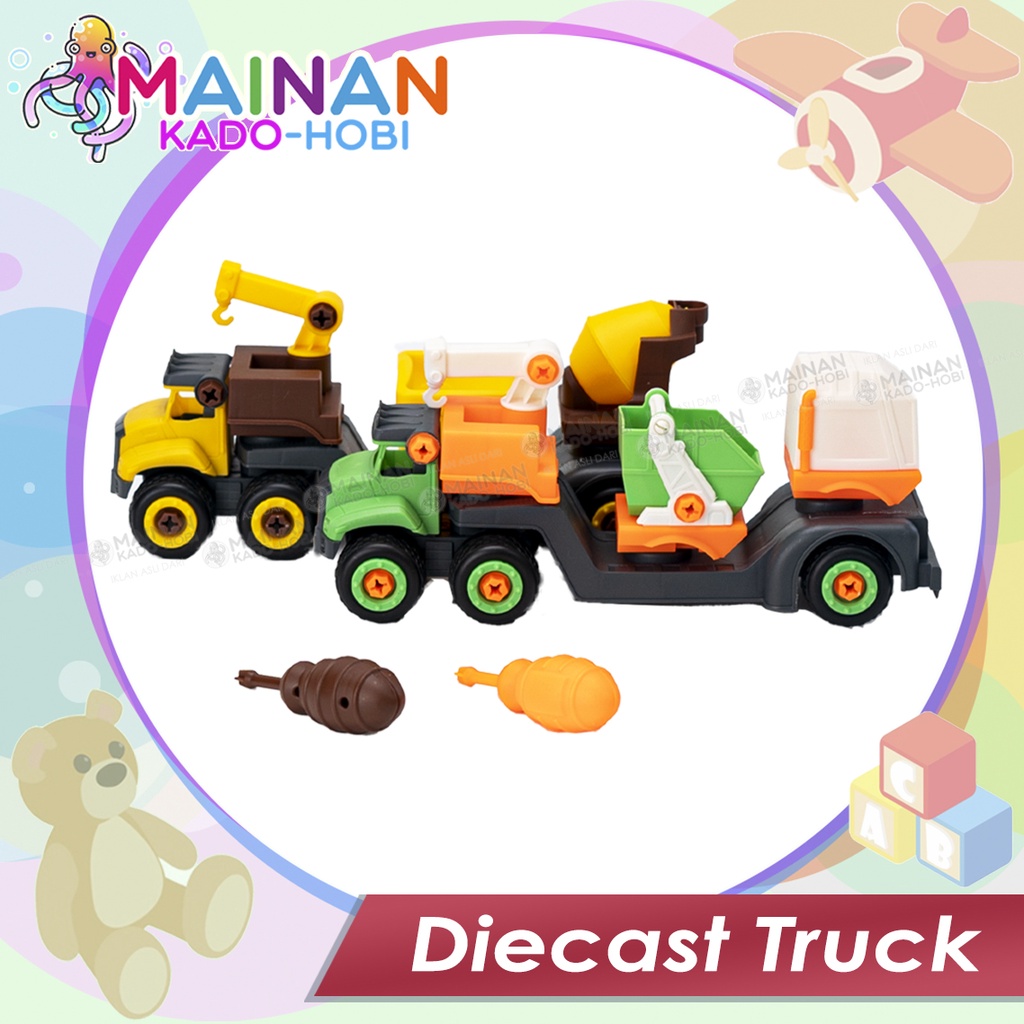 MAINAN ANAK LAKI DIECAST MINIATUR TRUCK SEMEN KONSTRUKSI EXCAVATOR