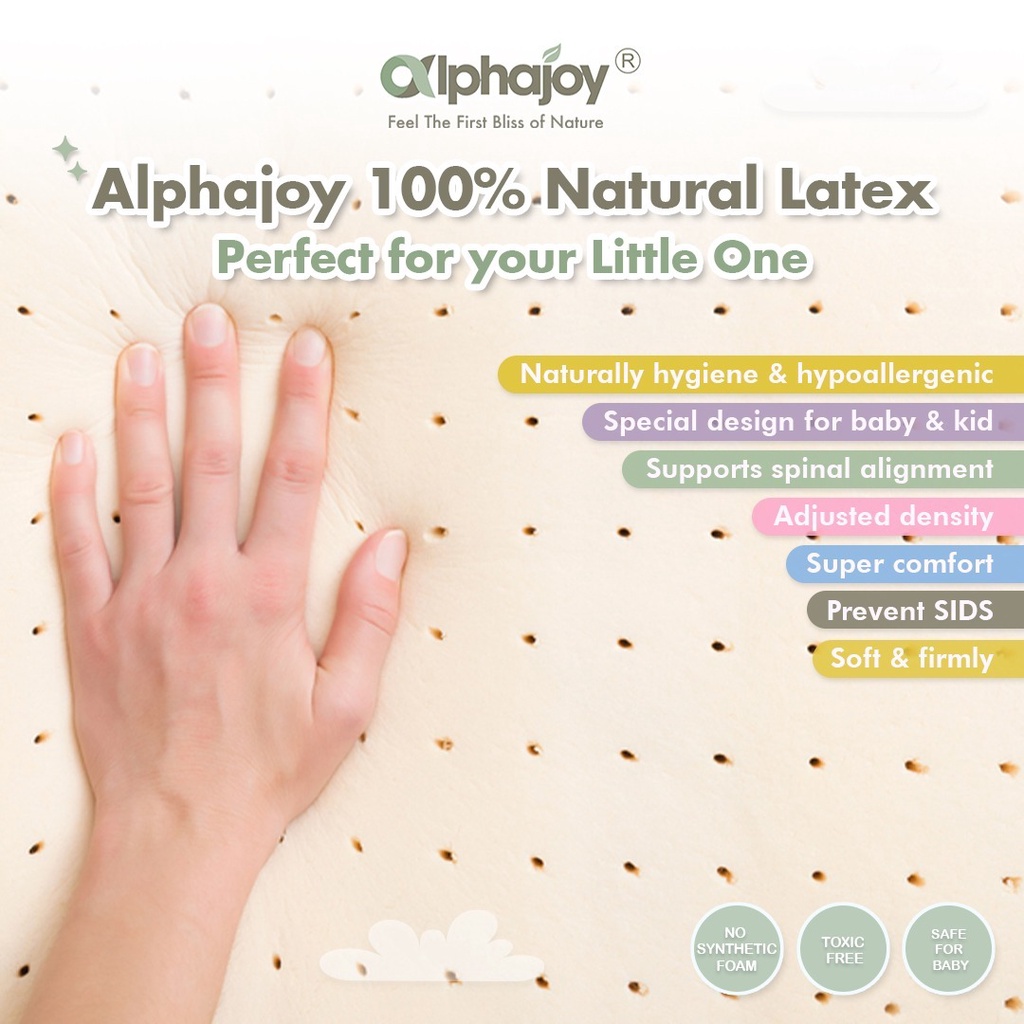 Alphajoy Playard Mattress Mild Cover 100% Natural Latex 150 x 100 cocok pagar lumba playmat 150x100 kasur di sofa bed baby fence alas tidur anak matras busa lateks box kayu bayi besar