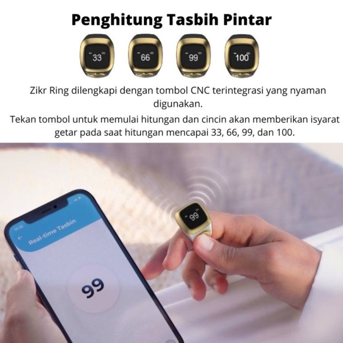 iQibla Zikr Ring Alloy Pro Smart Cincin Tasbih Digital Premium M02 PRO Zikr1 With Dock Charging Case Display OLED Original