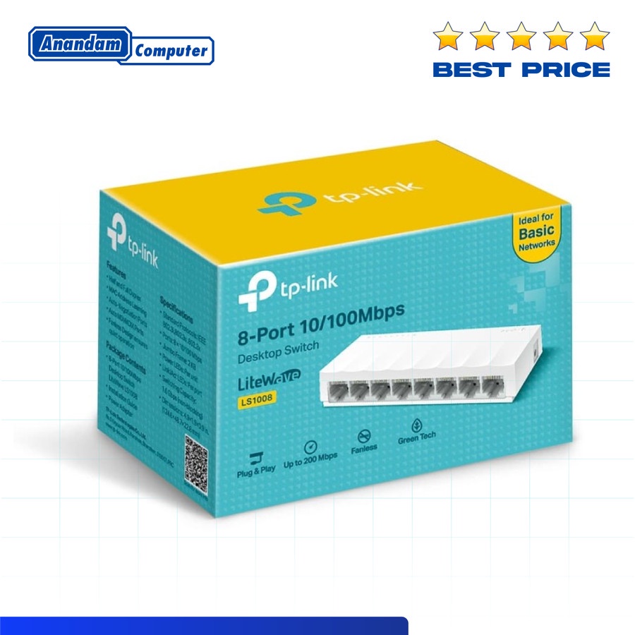 TP-Link LS1008 8-Port 10/100Mbps Desktop Switch Unmanaged