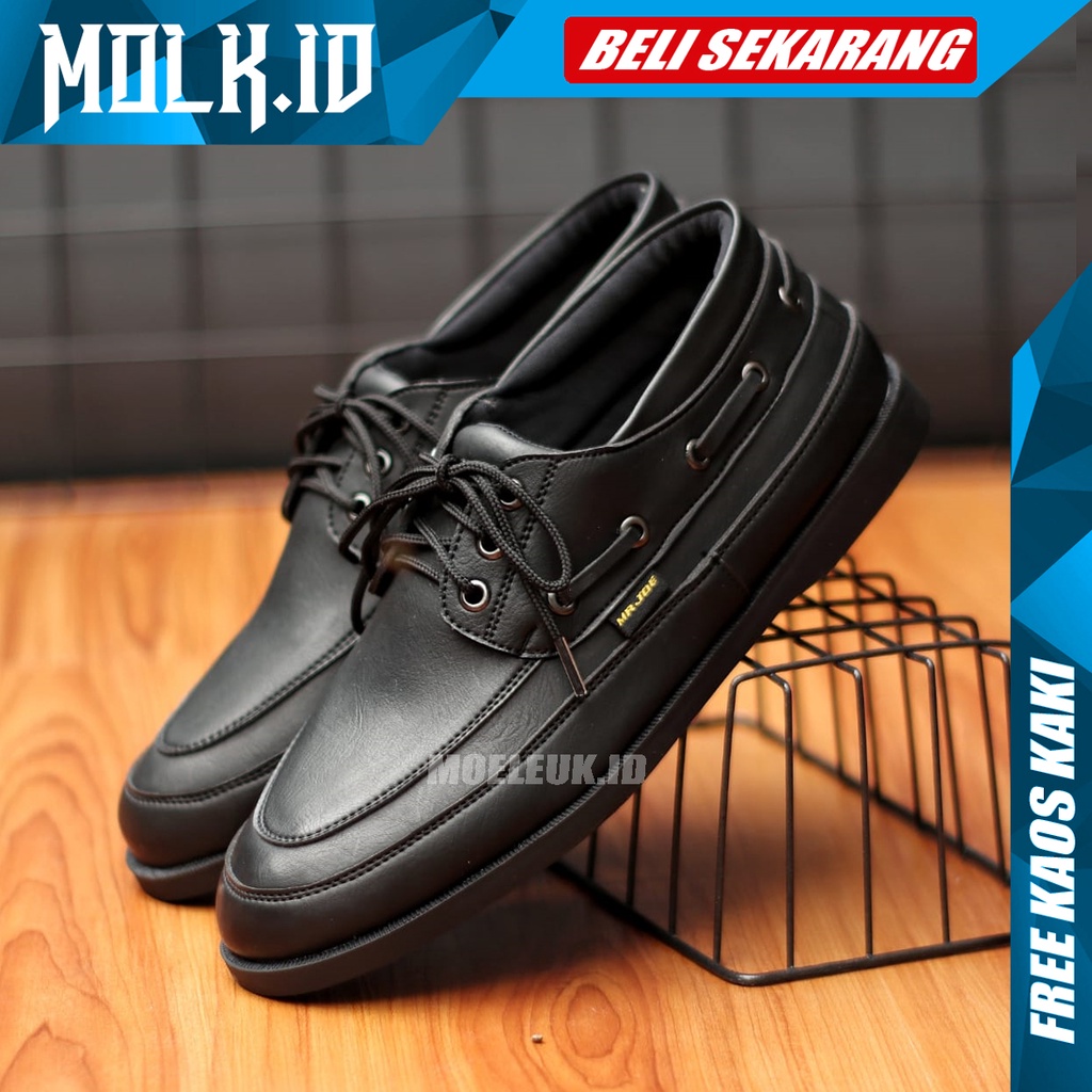 MOLK Sepatu Formal Pria Kulit Pu Pantofel Hitam Casual Kerja Kantoran Dinas Resmi Original