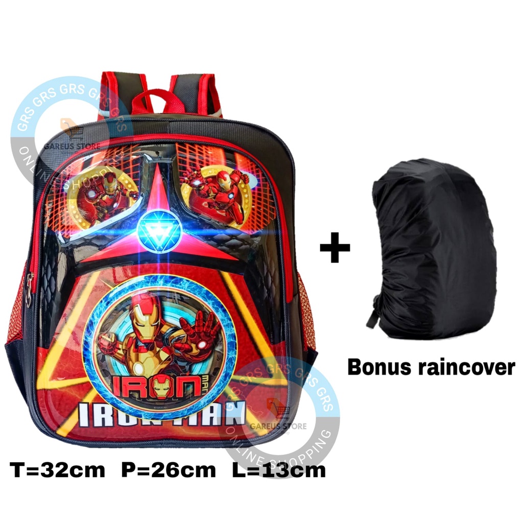 TAS RANSEL ANAK KARAKTER IRONMAN NYALA TAS SEKOLAH ANAK LAKI LAKI TK