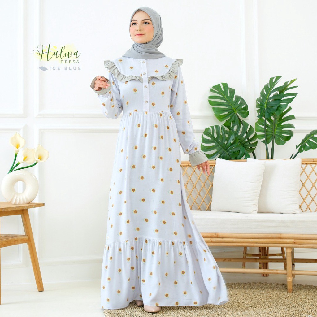 Riskirich Halwa Gamis Homedress Kiyowo Bahan Rayon Valencia Premium