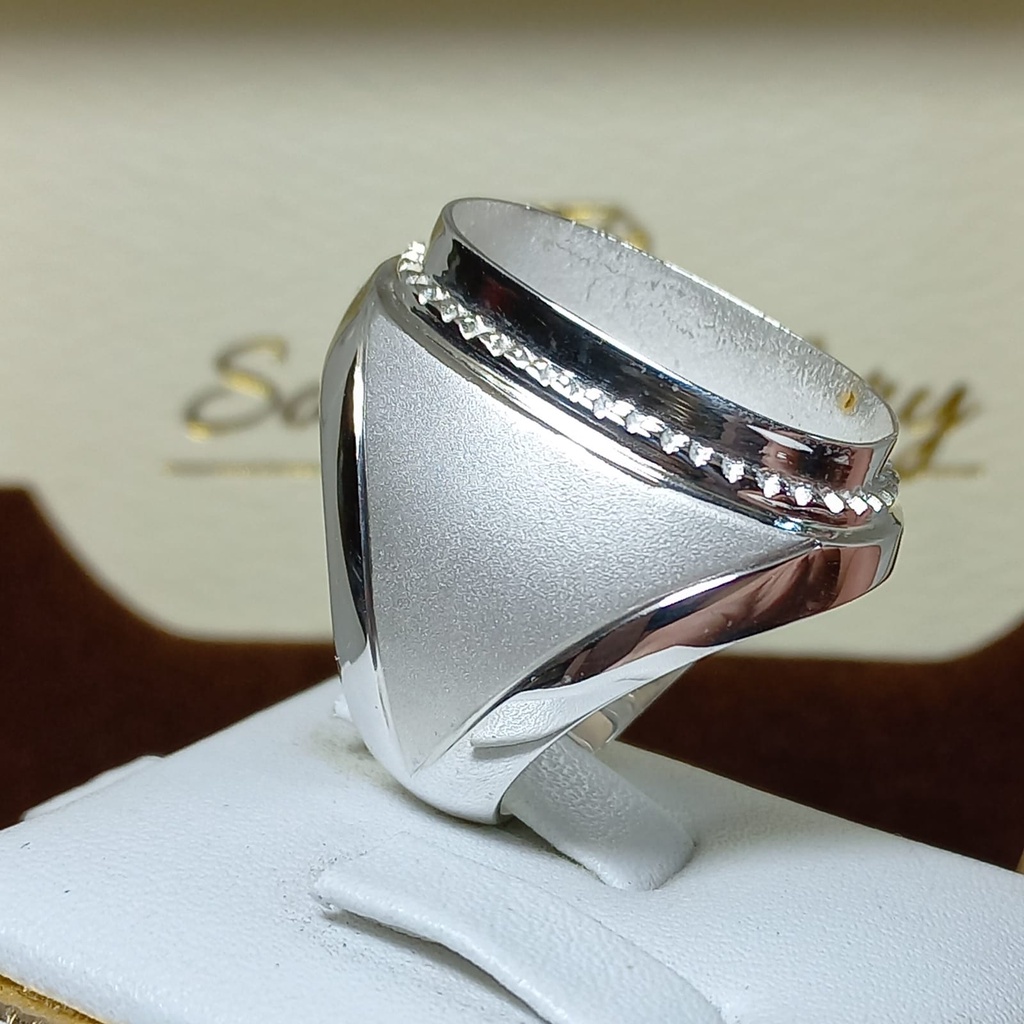 Cincin emban perak pria berkualitas ikat batu akik permata 54