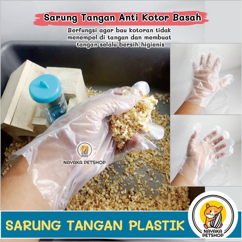 Sarung Tangan Plastik Hewan Anti Kotor Basah Hamster Sugar Glider Kucing Musang