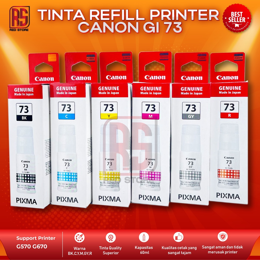 1 SET 6 PCS Tinta Canon Gi 73 For Printer G670 G570