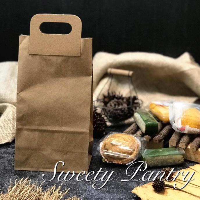 

'+'+'+'+] PBSH2313 - paper bag /kantong kertas roti kue dengan pegangan - 100pcs