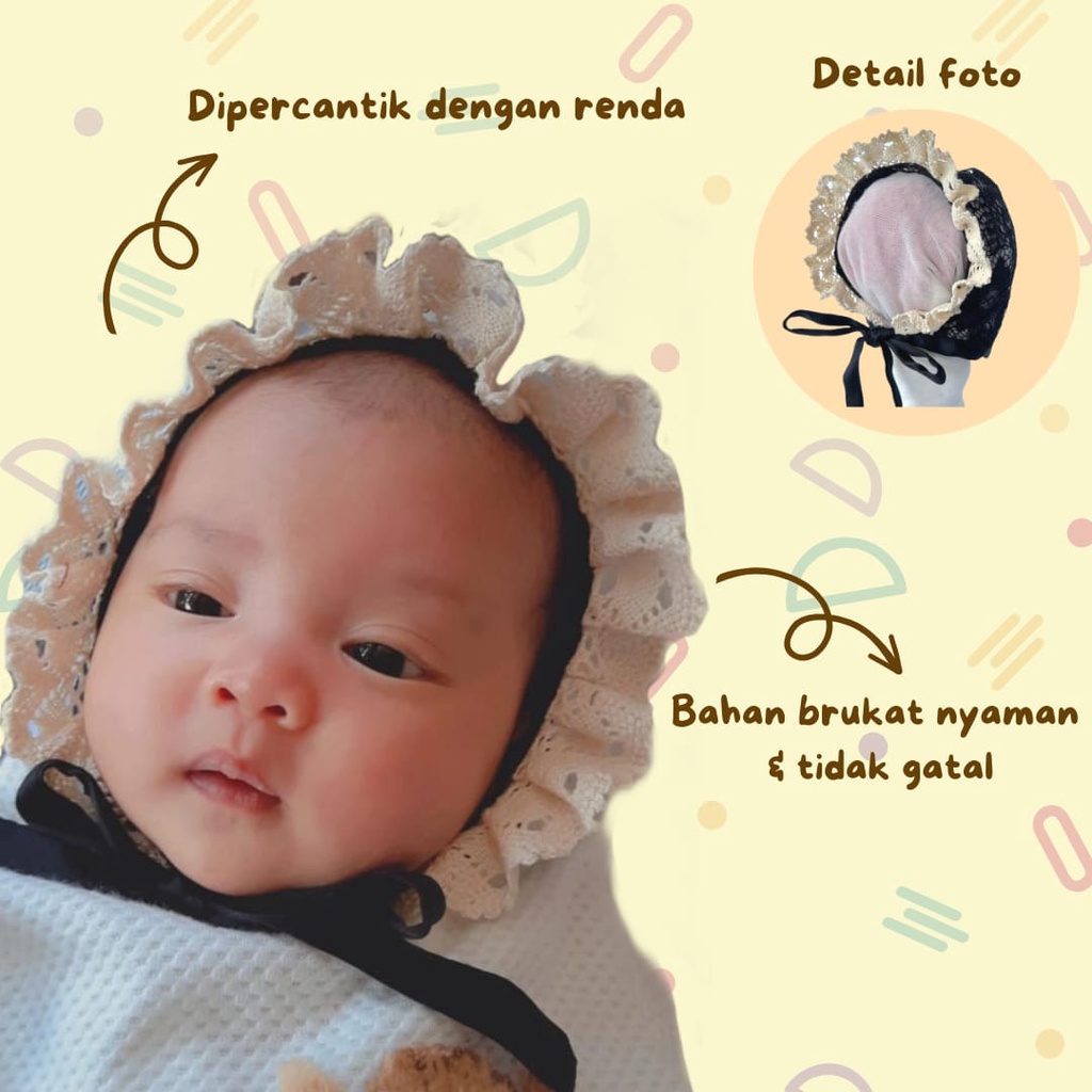 TOPI BONNET BAYI TOPI BRUKAT RENDA BONNET LUCU