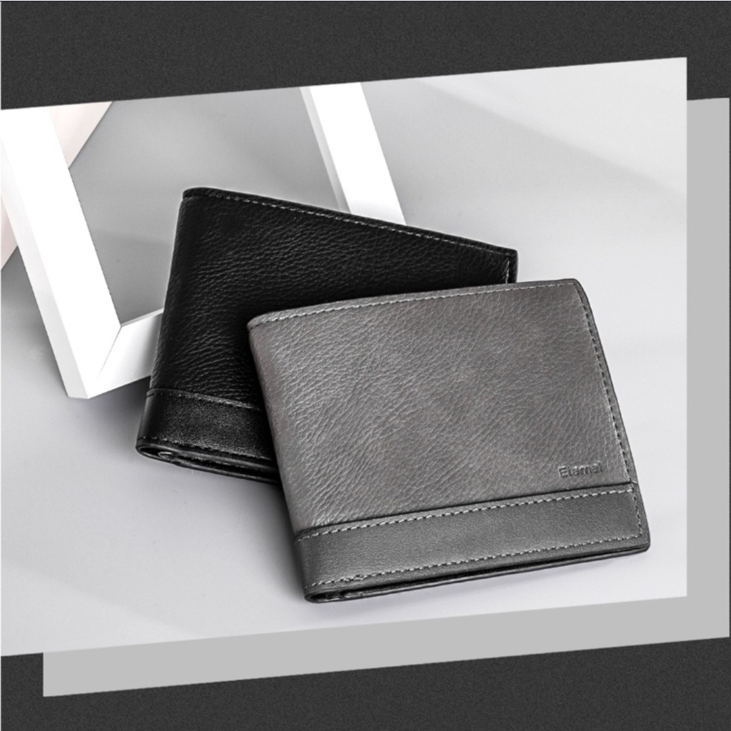 MINISO  Men's vertical / Horizontal short stripe wallet. Dompet pria by miniso murah.