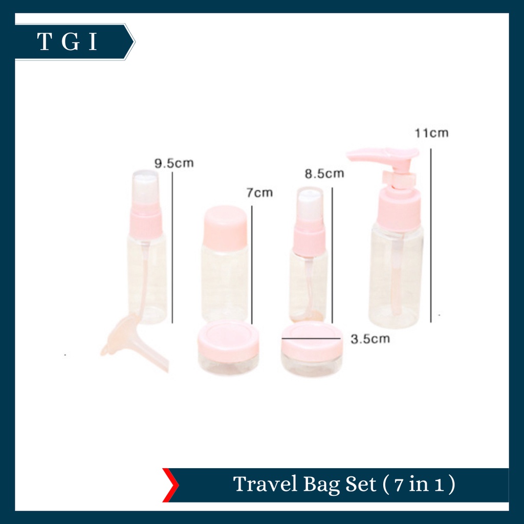 TGI - BOTOL SPRAY MINI TRAVELLING / WADAH BOTOL ISI ULANG / BOTOL MINI SET 6 IN 1 TRAVELLING/ TRAVEL BOTTLE SET MULTIFUNGSI