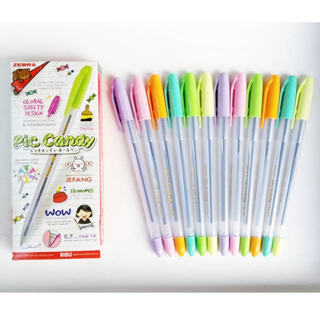 Pen Zebra Pic Candy Pastel Colour 0,7 Hitam/Pic Candy/Pen Zebra 0,7 Hitam