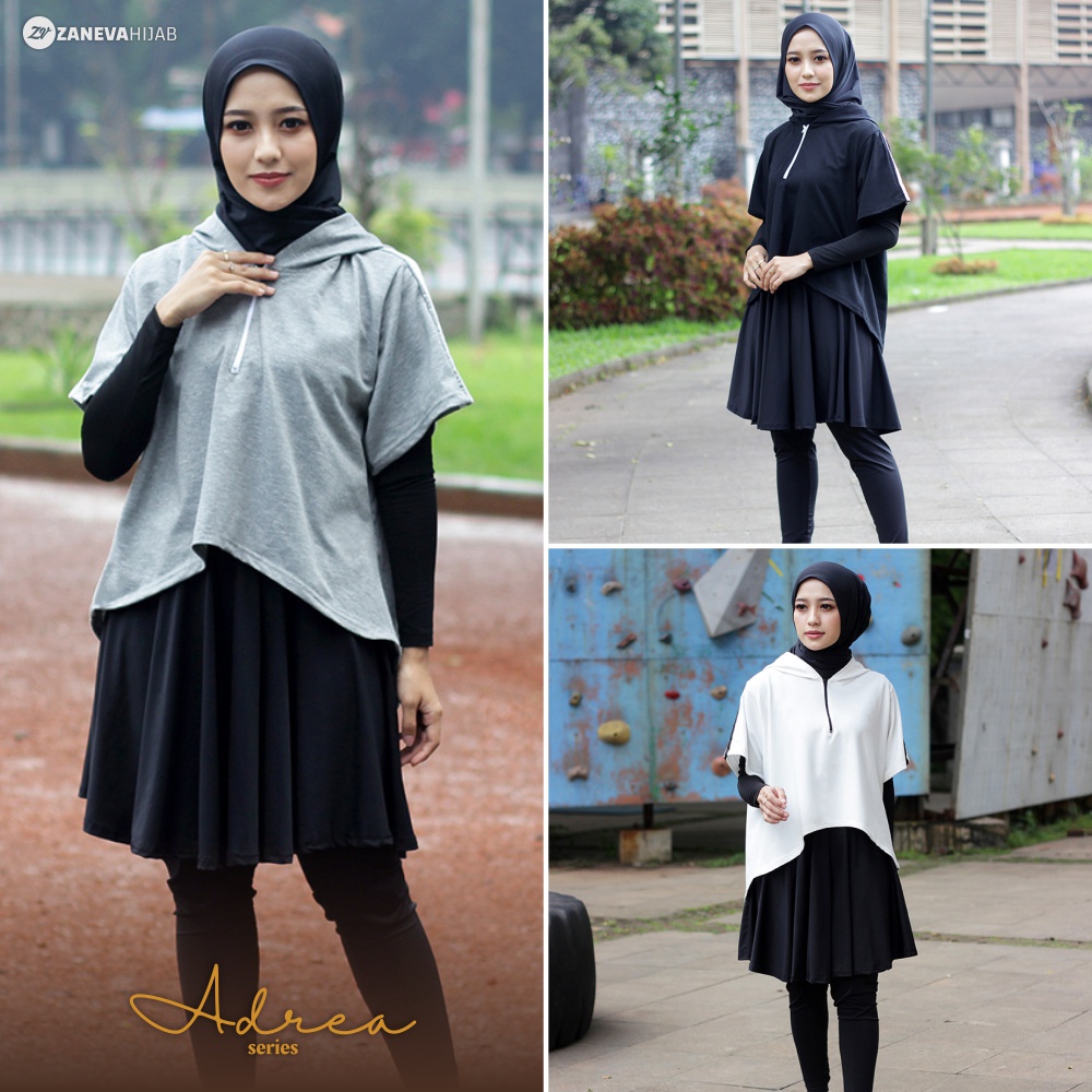 Paket Lengkap Adrea Set Legging Rok &amp; Manset &amp; Hijab By Zaneva l Outfit Olahraga Muslimah l Paket Sportwear Series