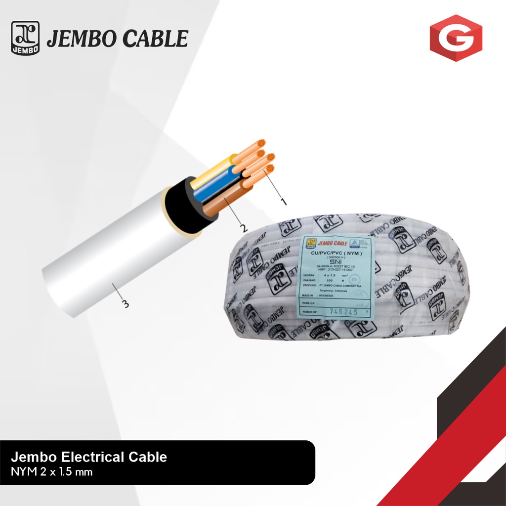 Kabel Listrik JEMBO NYM 2 x 1.5