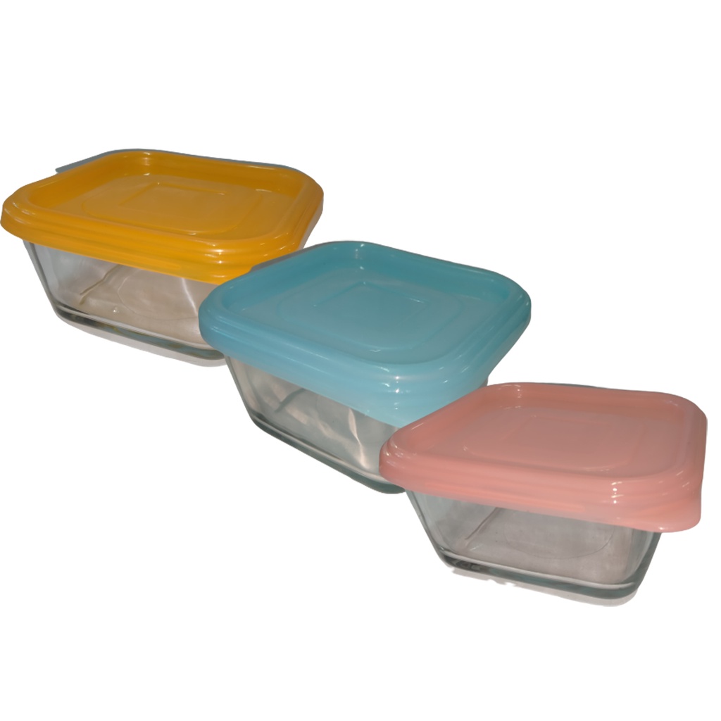 [2 pcs] Mangkok Kaca Bening Tutup Warna | Mangkok Kaca Kecil Bening Tutup Warna | Mangkok Kaca HGP 1