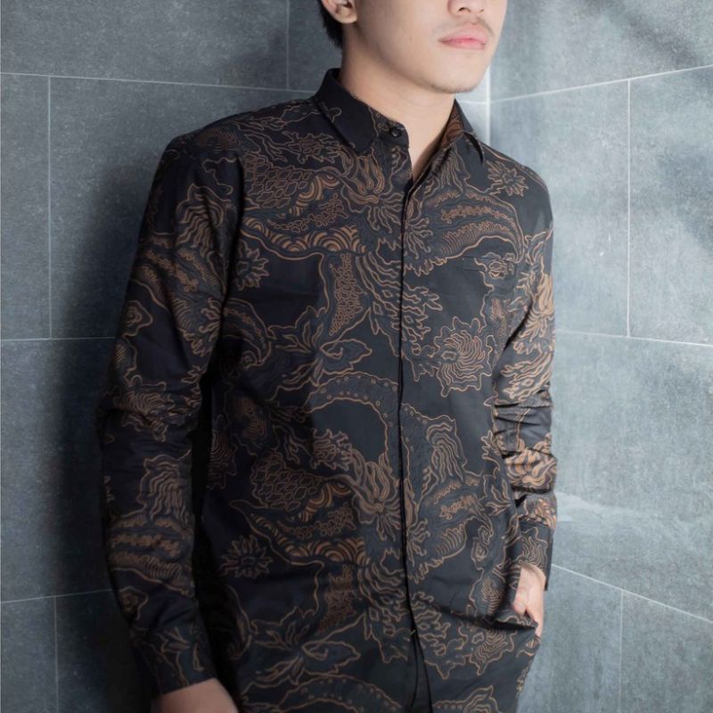 Baju Kemeja batik pria cowok cowo lengan panjang pendek pekalongan solo seragam jumbo premium G07