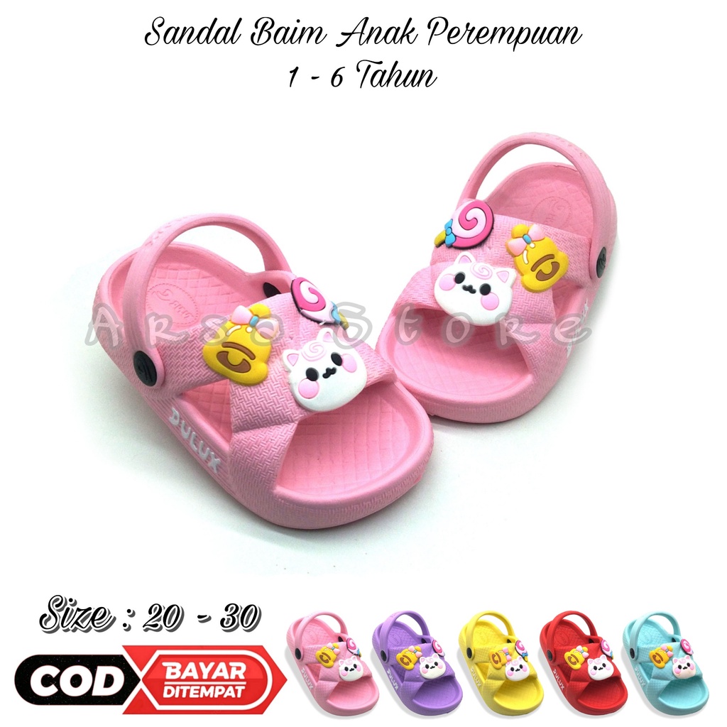 Sandal Terbaru Anak Perempuan Umur 1 - 6 Tahun Tali Belakang / Sendal Lucu Anak Cewek Karakter Kucing Lolipop