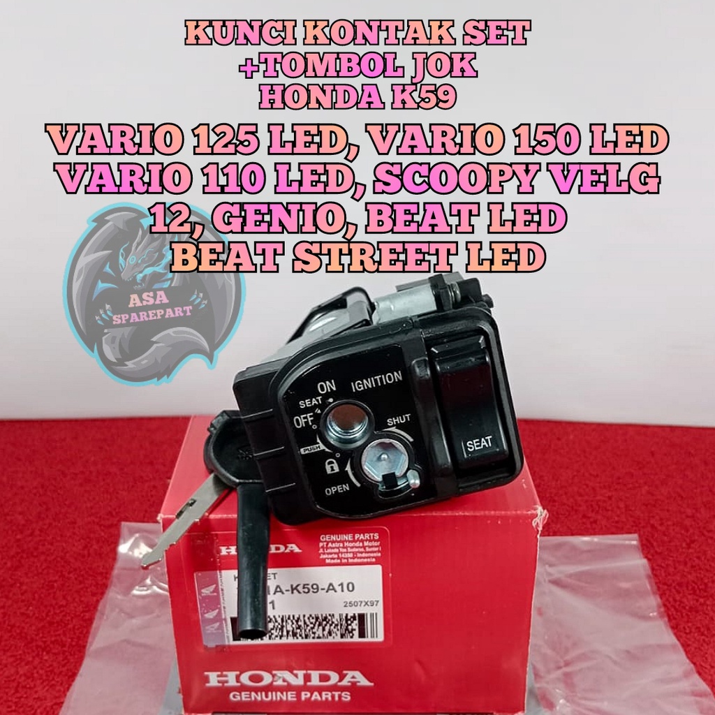 Kunci Kontak + Tombol jok K59 Motor Honda Vario 125 led , Vario 150 LED , Scoopy ESP , Vario 110 ESP