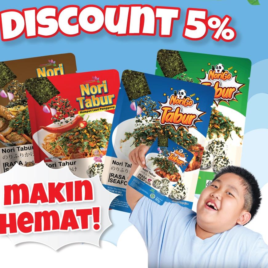 

❊ [Paket Promo] Nori Tabur Rumput Laut Panggang - Original, Sapi, Pedas, seafood 60g ✷