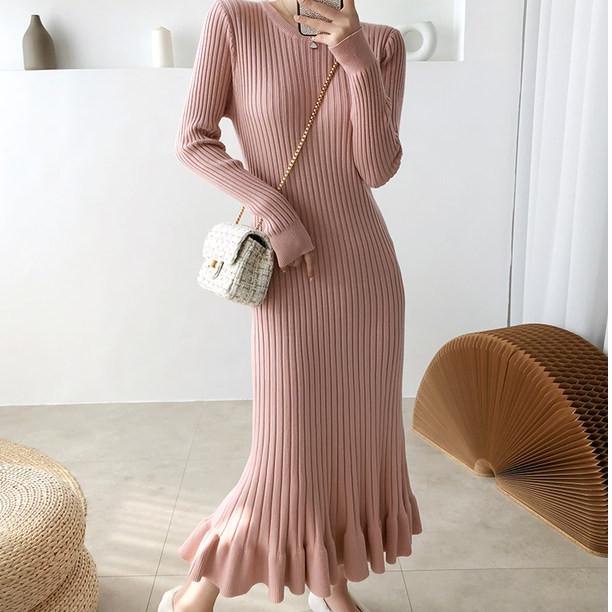 RECOMENDED BJ0N - Elma dress rajut polos premium gaya korea