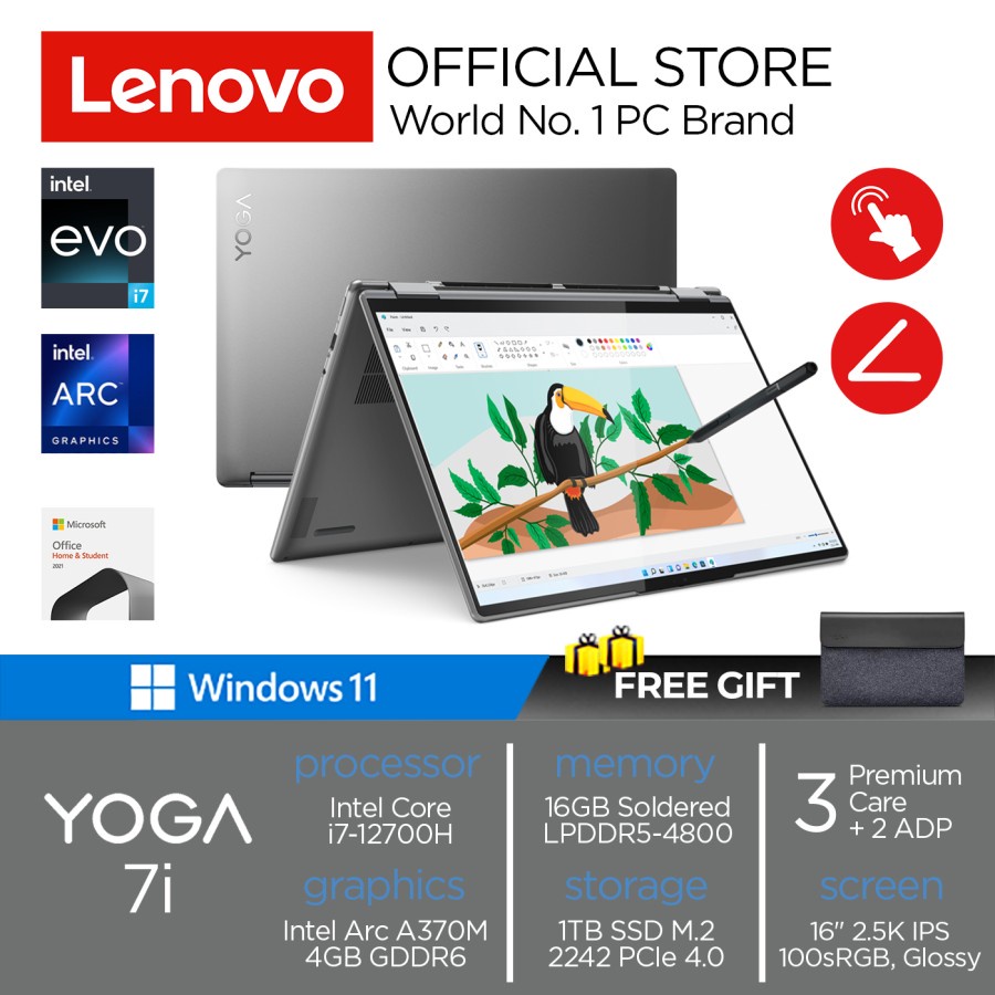 Lenovo Yoga 7i 16IAH7 TOUCH | i7 12700H 16GB 1TB SSD Intel Arc A370M 16"
