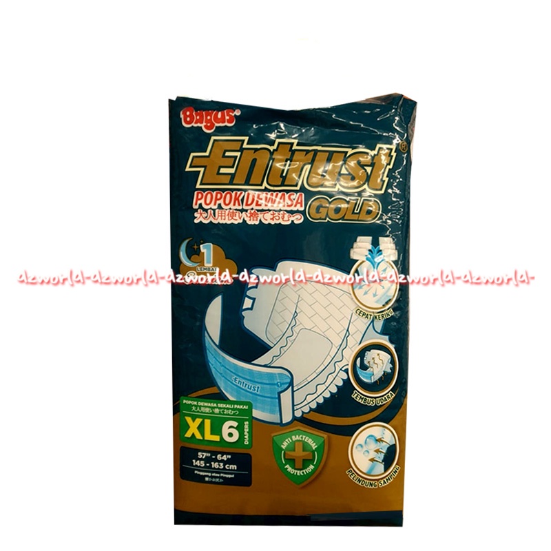 Bagus Entrust Gold XL6 Popok Dewasa Plester Perekat XL 6 Diapers Orang Tua Entrus Diaper Orang Tua Merek Baggus Kemasan Hijau Green