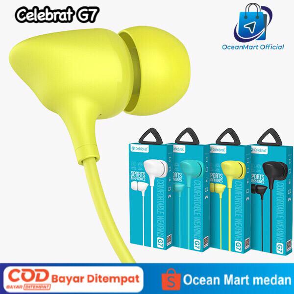 Celebrat Headset Handsfree Earphone G7 Universal Super Bass Jack 3.5mm Premium Quality Aksesoris Handphone HP OCEANMART OCEAN MART Murah Grosir