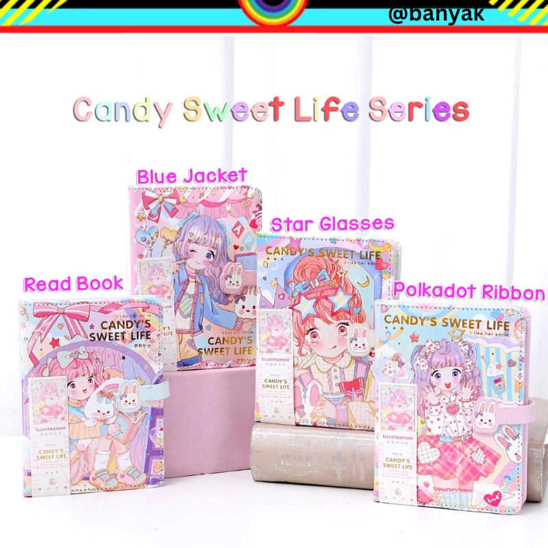 BUKU DIARY JOURNALING SCARPBOOK HARDCOVER KANCING MAGNET MOTIF ANIME LUCU CATATAN HARIAN BUKU MEMO ISI 128 LEMBAR BERWARNA @banyak