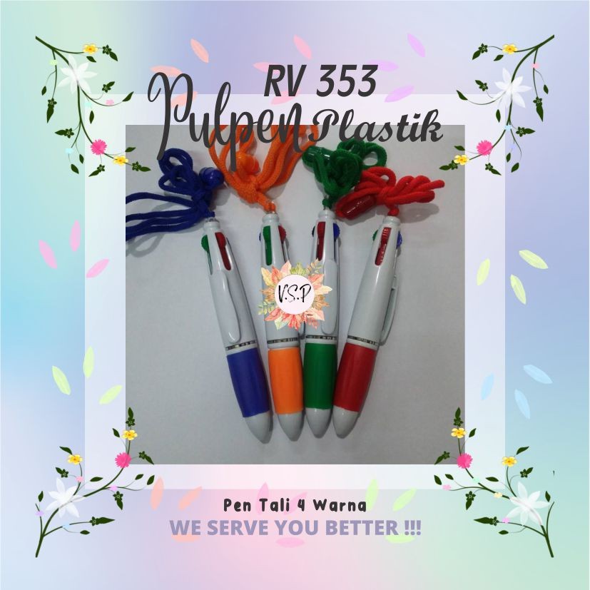 

Pulpen Plastik Tali 4 Wrn RV 353 / Souvenir Wedding Seminar kit Murah