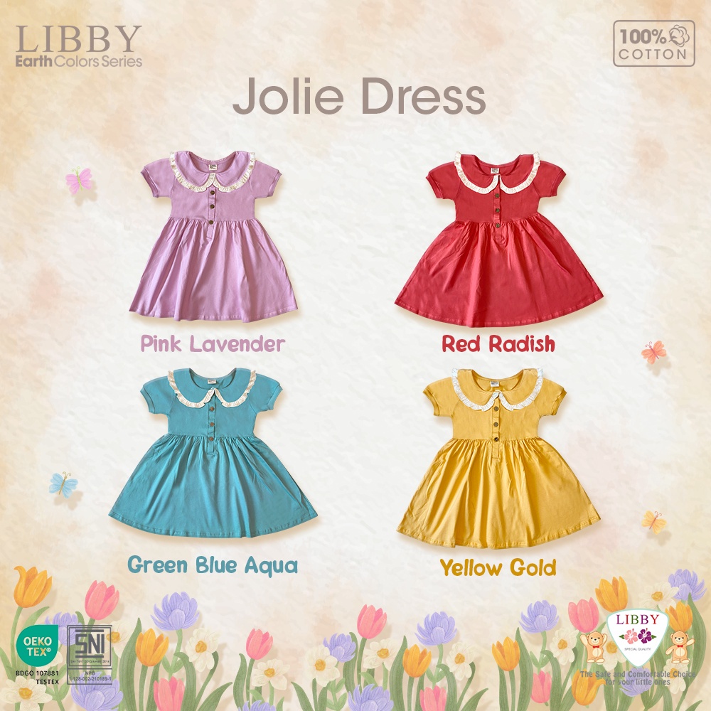 LIBBY Jolie Dress size 6 bulan-8 tahun Cotton Earth Color Series Dress Bayi Anak Fashion Anak Perempuan