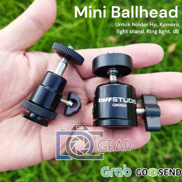 Mini Ball head tripod taffstudio 1/4" utk tripod, holder hp, ring light