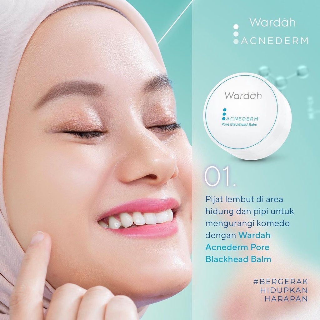 WARDAH Acnederm Pore Blackhead Balm Indonesia / Pembersih Komedo 20g / Derma Cleanse Actives With Tea Tree Oil / Bantu Kurangi Komedo Di Pori / Comedo / Skincare Face Care Series / Foaming Cleanser Toner Serum Day Night Moisturizer Acne Spot Gel Powder