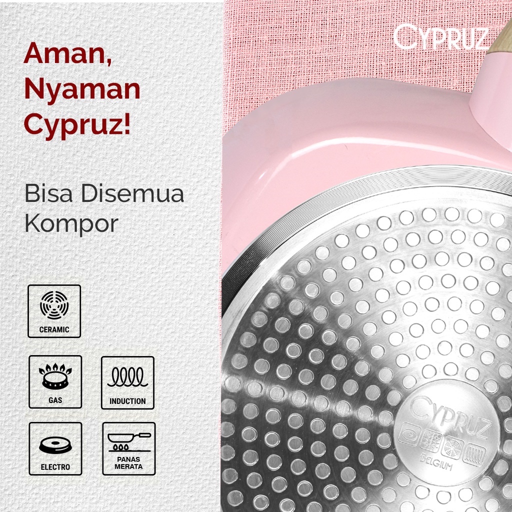 Cypruz Pink Ceramic Series fp 0905 Gg.Putih Kayu Tamagoyaki OMELETTE Pan