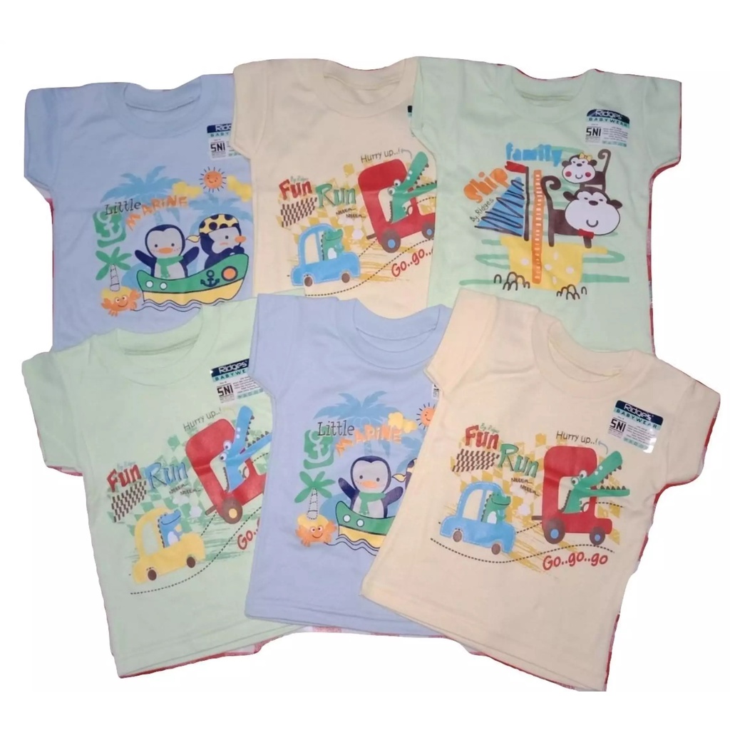 Oblong Ridges Full PRINT | Kaos Anak Dasar Putih Motif Sablon - Kaos Anak Dasar Warna