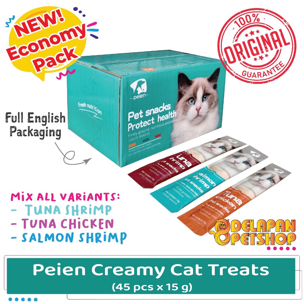 Peien Creamy Cat Treats Snack Kucing Cair Liquid Box isi 15g x 45 pcs