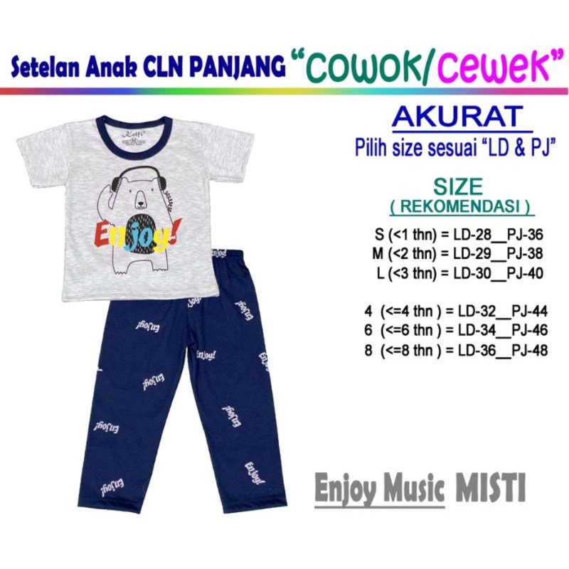 Setelan Baju Anak Lengan Panjang Celana Panjang PP Unisex Laki Laki Baju Anak Cowok Set Anak Perempuan Cewek KELFI PP UNISEX