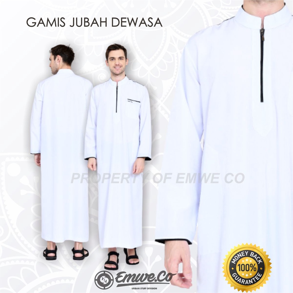 Jubah Pria Polos Premium Bahan Adem Berkualitas Model Haramain Lengan Panjang