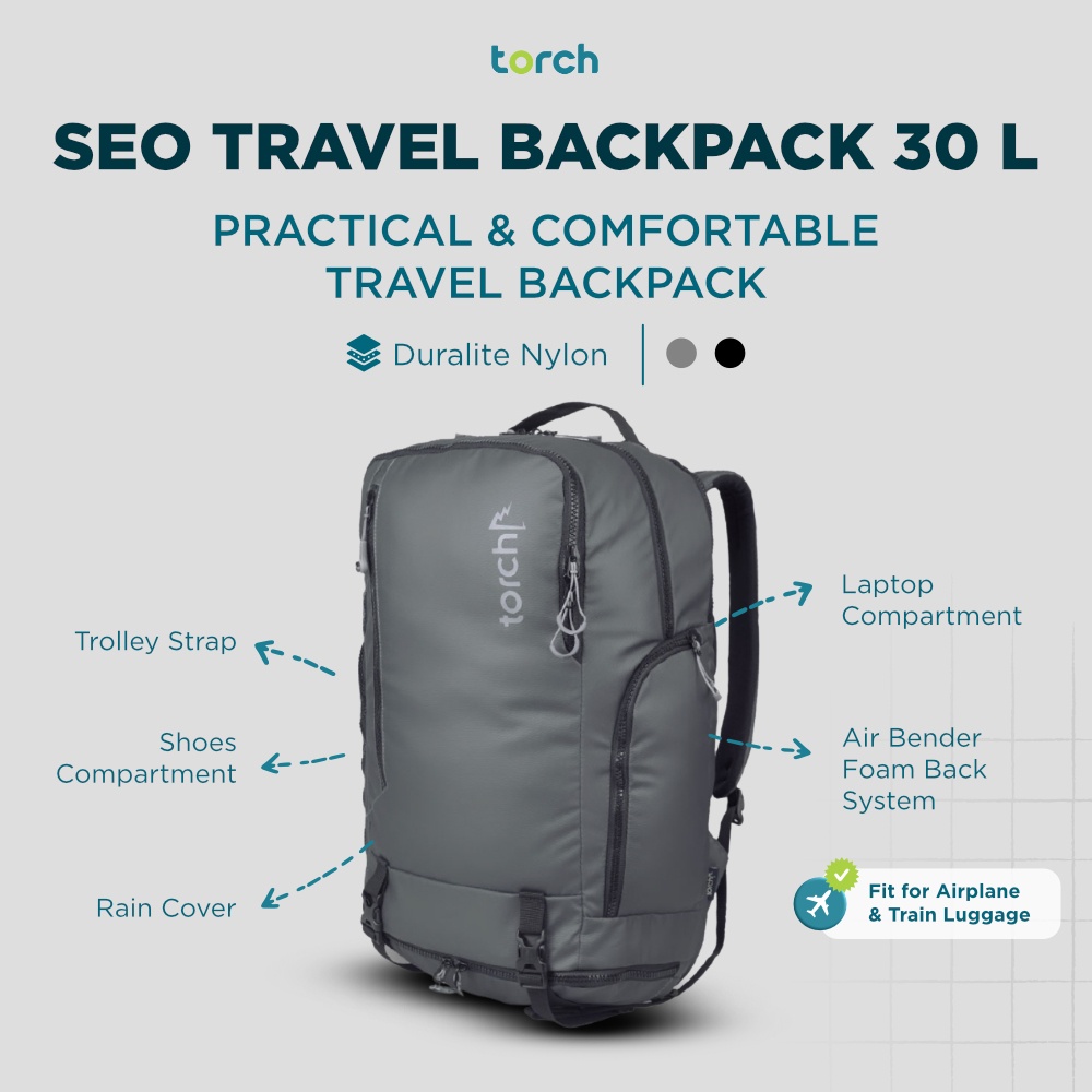 TORCH SEO Backpack 30L Water Resistant for Travel and Outdoor Adventures
