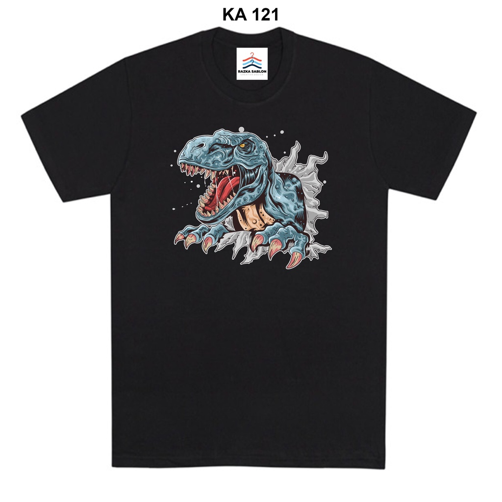 Kaos Sablon Dino - Kaos Casual Sablon Dinosaurus