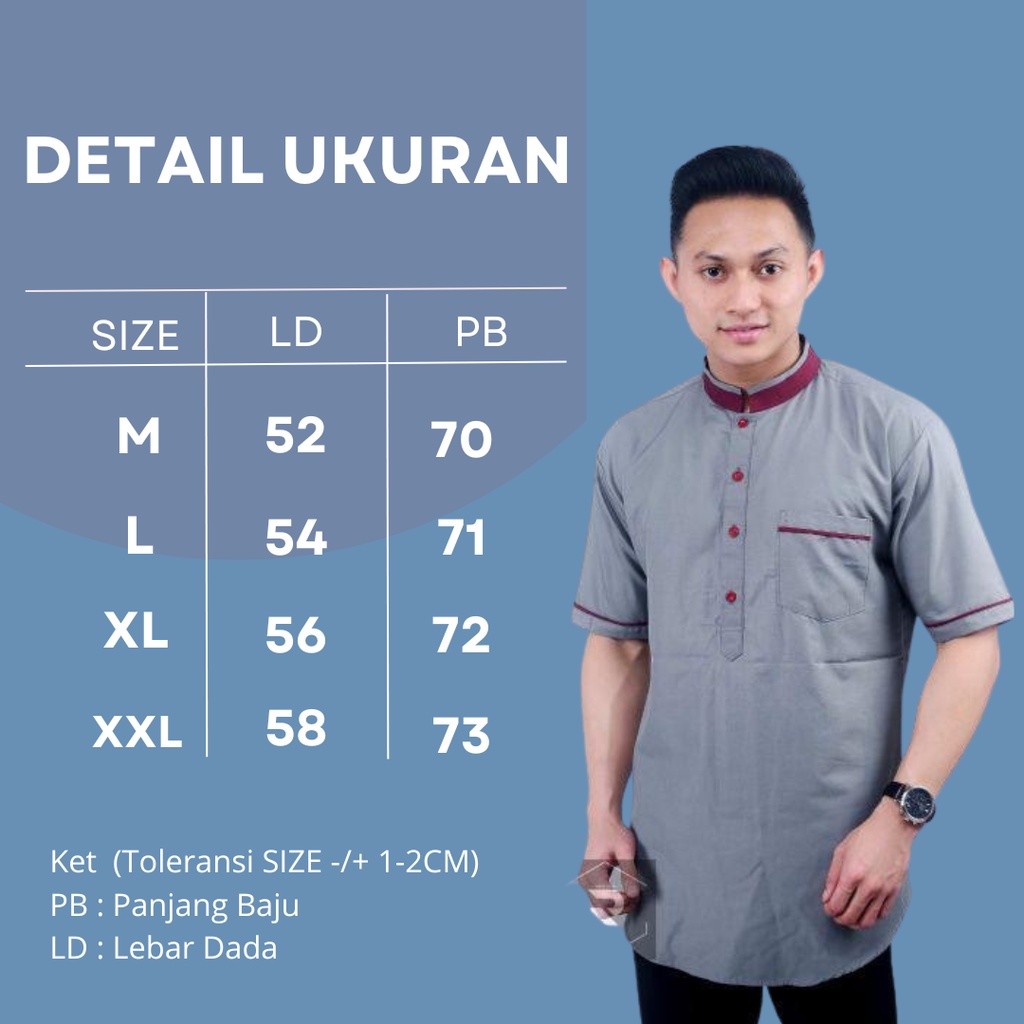 DT OLLSHOP - Baju Koko Pria Lengan Pendek / Baju Kurta Muslim Cowok