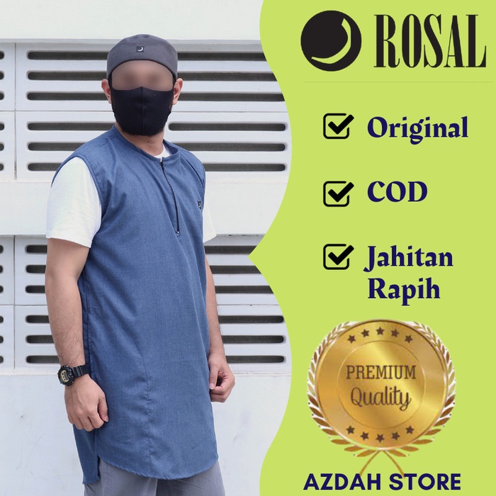 Rompi Sholat Baju Muslim Rompi Sholat Shalat Pria Rosal Kaos Oblong M L XL Big Size - Navy, M(H3X4) 